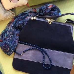 NWOT Via Spiga deep purple suede handbag